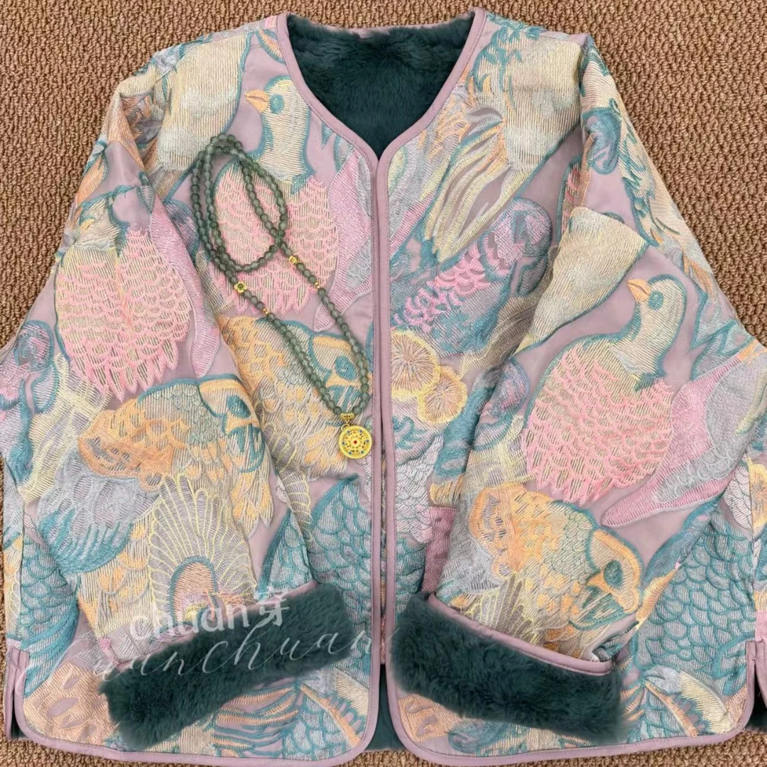 【加棉】百鸟朝凤--新中式加棉设计师高定轻奢宽松休闲复古圆领国潮