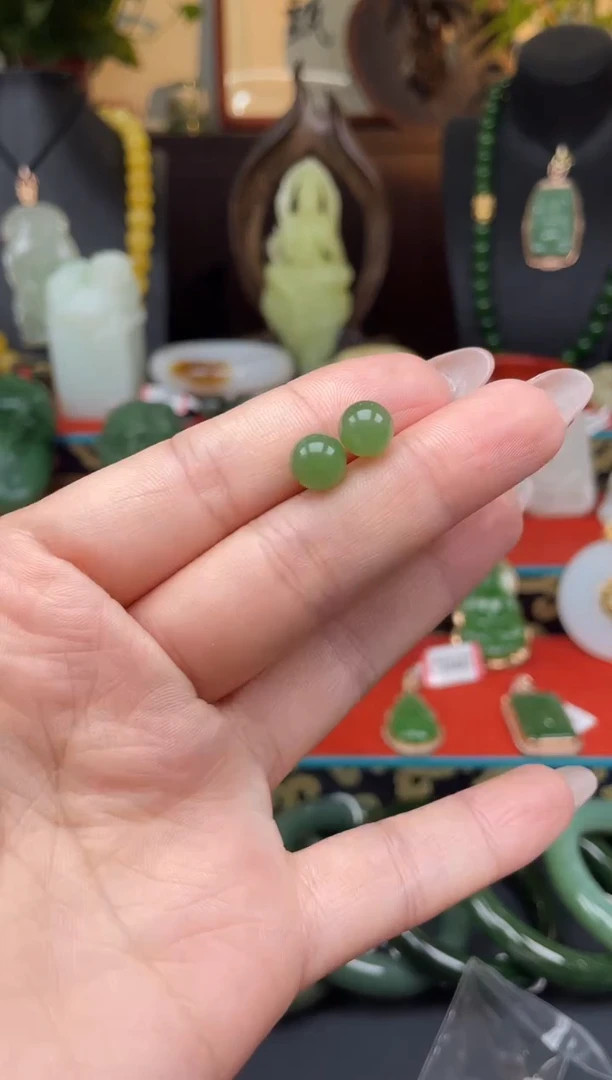 和田玉银S925镶嵌耳饰耳饰f100