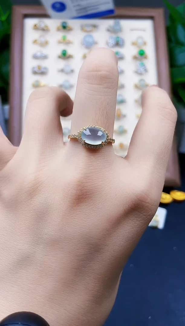 翡翠戒指银S925镶嵌12