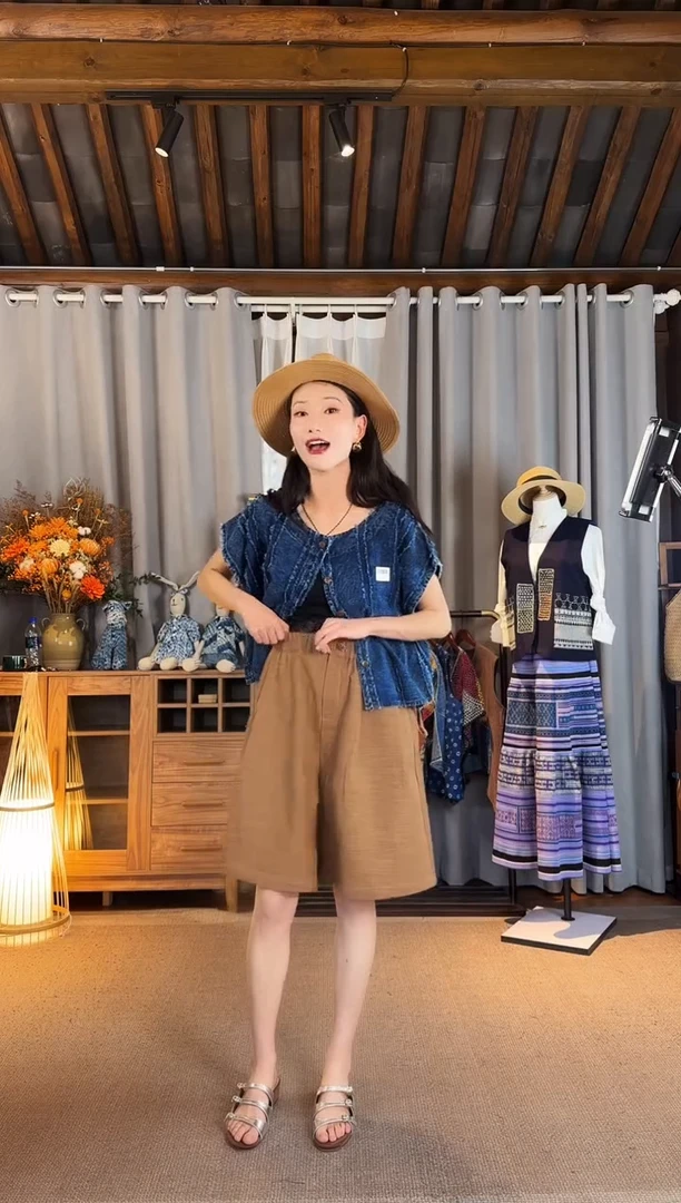 设计师款柿子染短裤