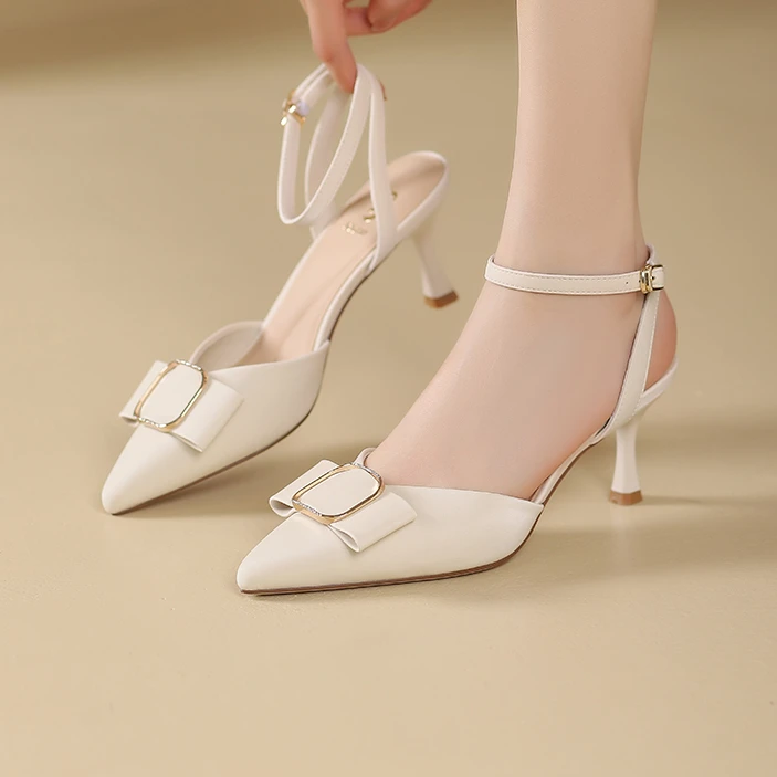 一字带高跟鞋女2025春季新款气质轻奢休闲时尚百搭流行女鞋