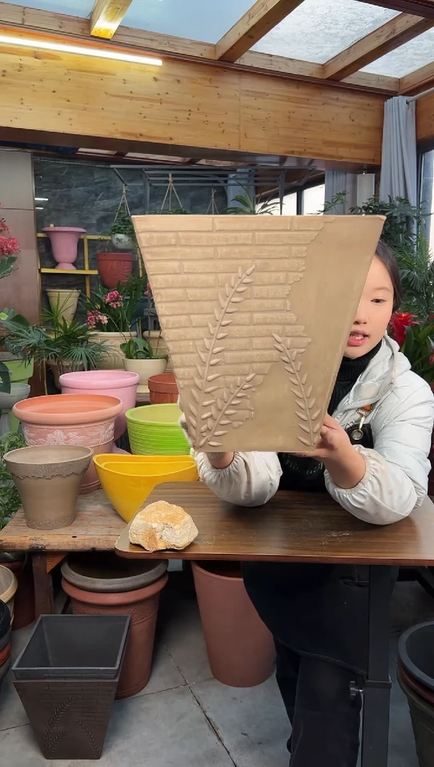 30.5*30.5/10FC30/棕色浮雕墙壁纹理方花盆