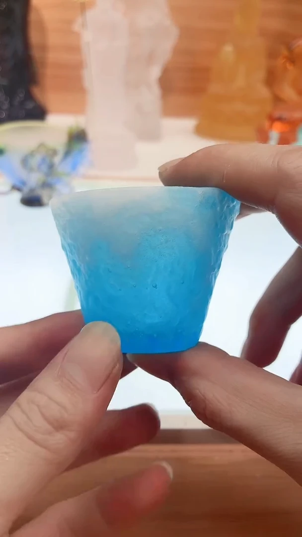 手工艺品琉璃天蓝色冰冻烧杯子