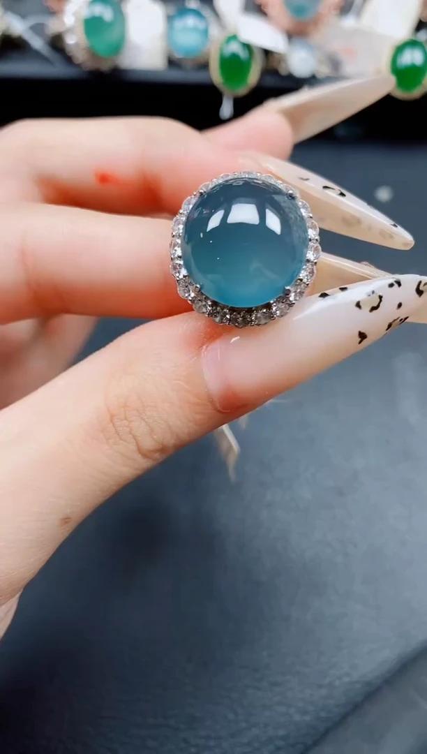 银S925镶嵌戒指翡翠翡翠