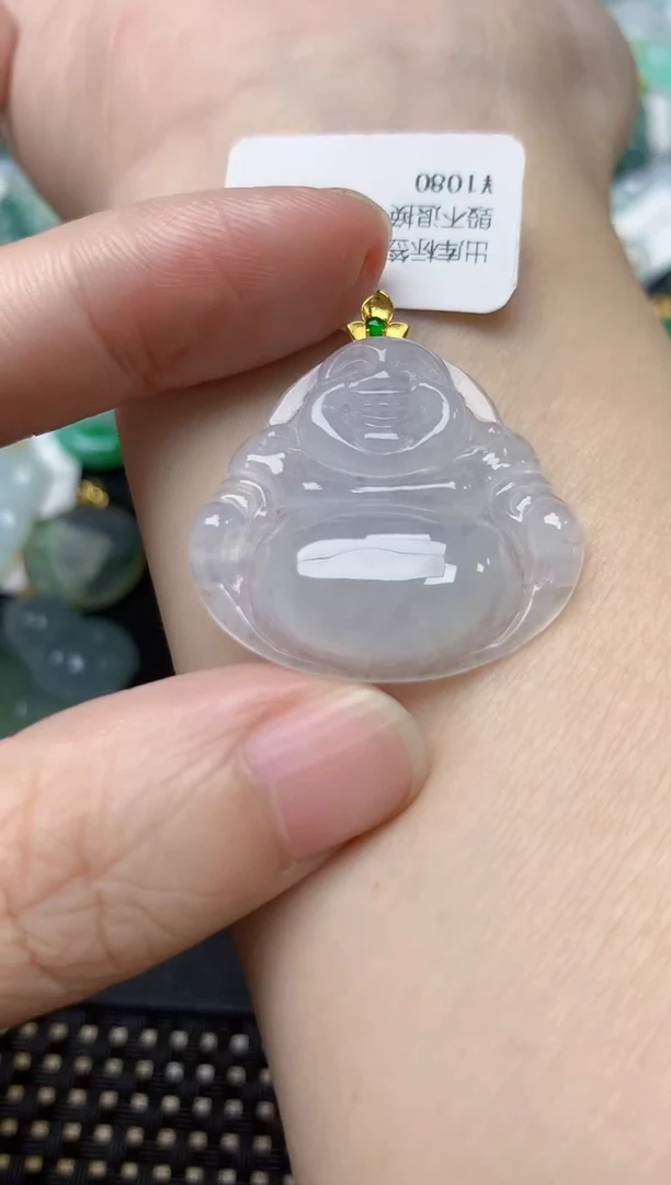 颈饰18K金镶嵌翡翠天然缅甸A货翡翠
