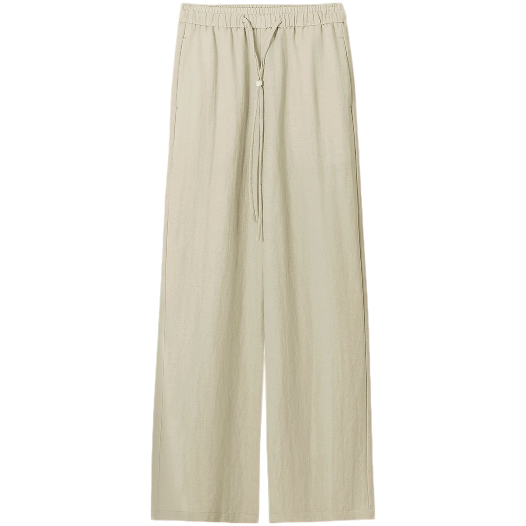 天丝麻休闲裤长裤直筒夏季透气薄款棉麻宽松慵懒风阔腿裤