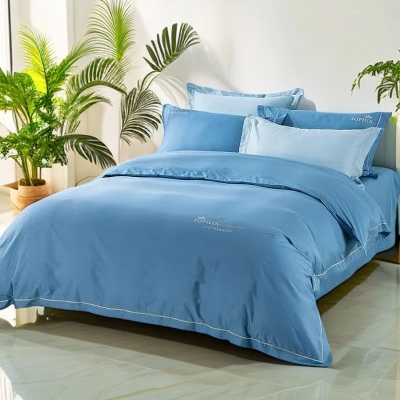 远梦学院风床单三四件套双人素色纯色被套亲肤简约套件学生家用