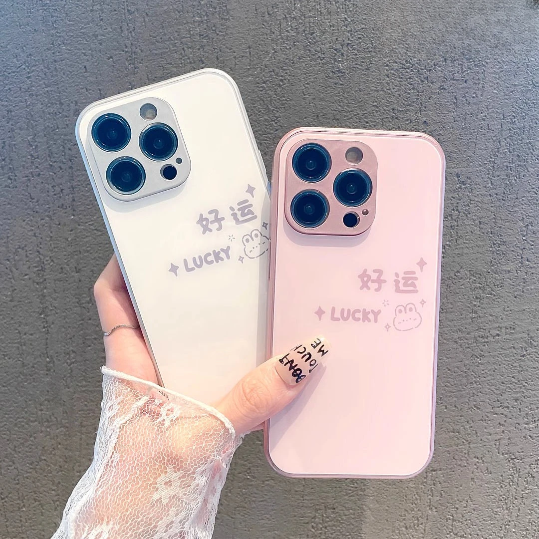 苹果15ProMax手机壳好运兔子iPhone15pro/14卡通可爱玻璃壳保护套