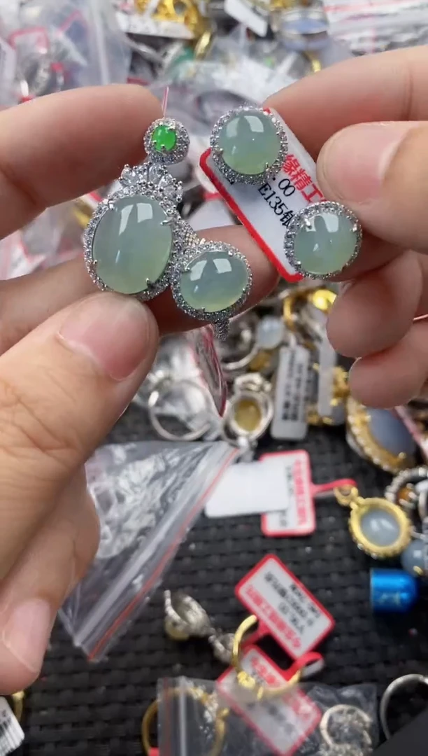 银S925镶嵌戒指翡翠444   8
