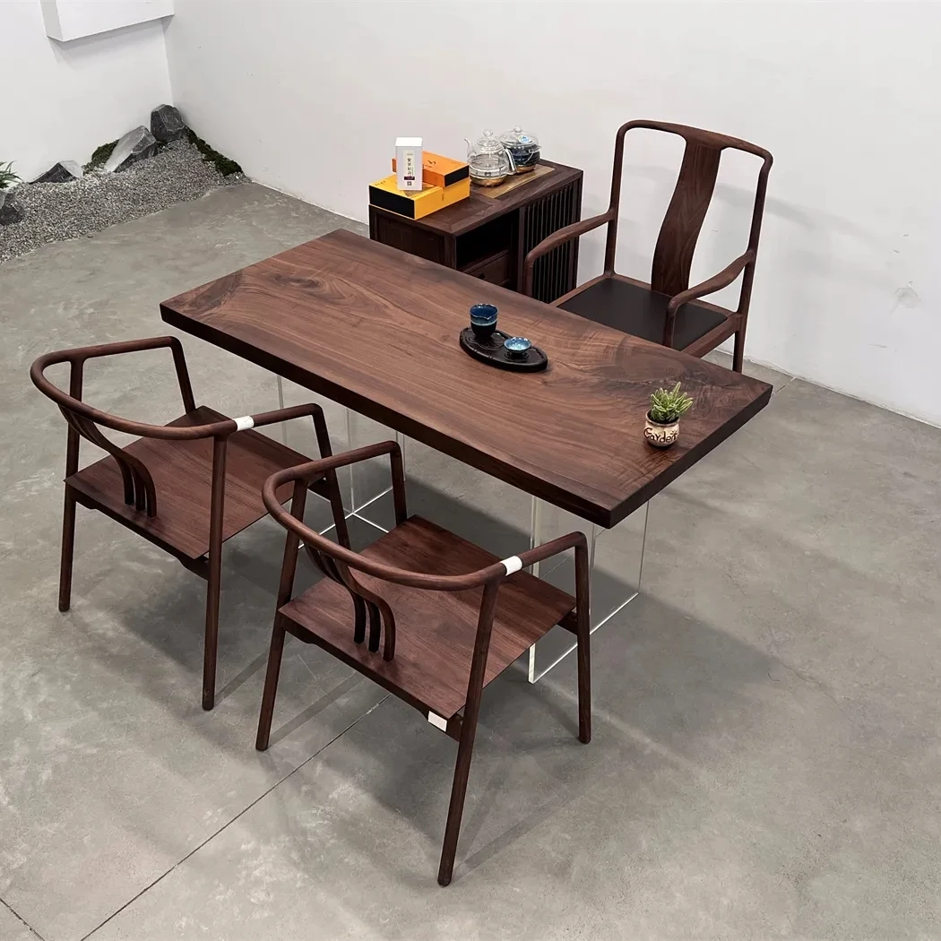北美黑胡桃实木大板桌餐桌 全方 独板 尺寸：152*71*5.5cm