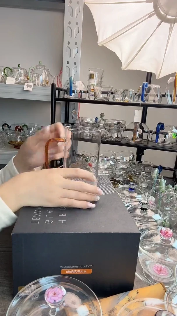 手工艺品玻璃风谜绿茶杯琥珀