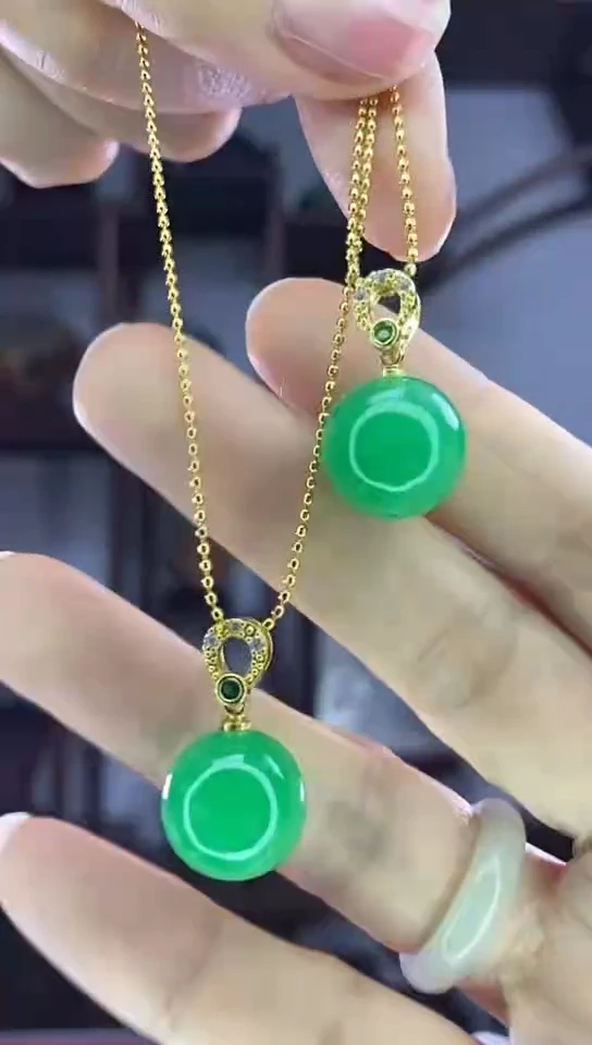 吊坠(赠链)未镶嵌翡翠X75阳绿单珠（链子掉色包退）