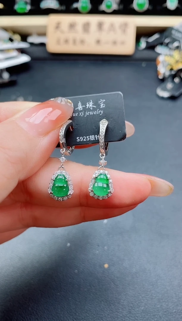 银S925镶嵌戒指翡翠1