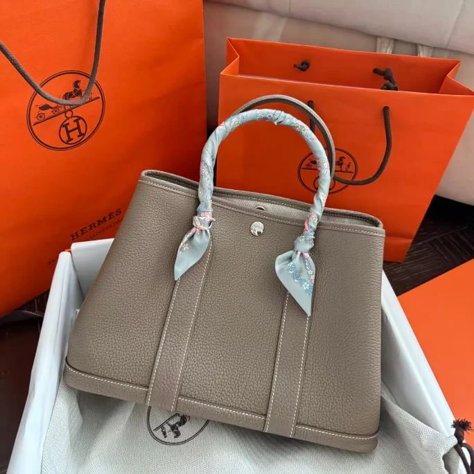 99新 Hermes/爱马仕 -300小花6枫花园包 30大象灰 NEG皮 U刻银扣