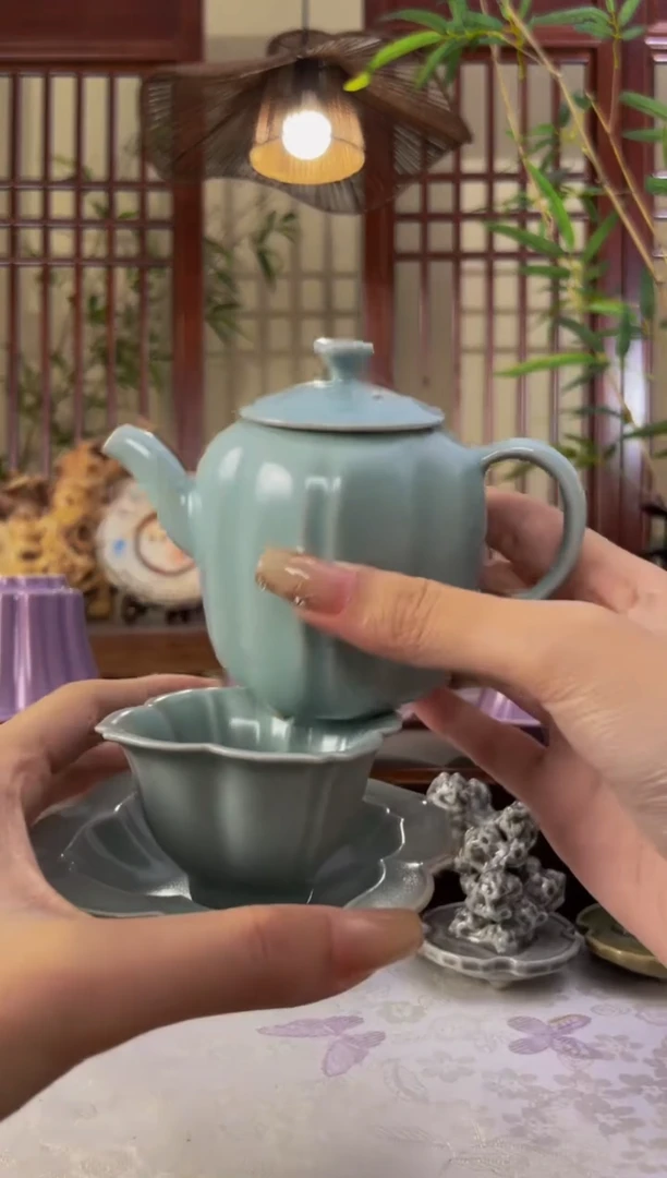 北溪堂-天青色丁香执壶+丁香杯