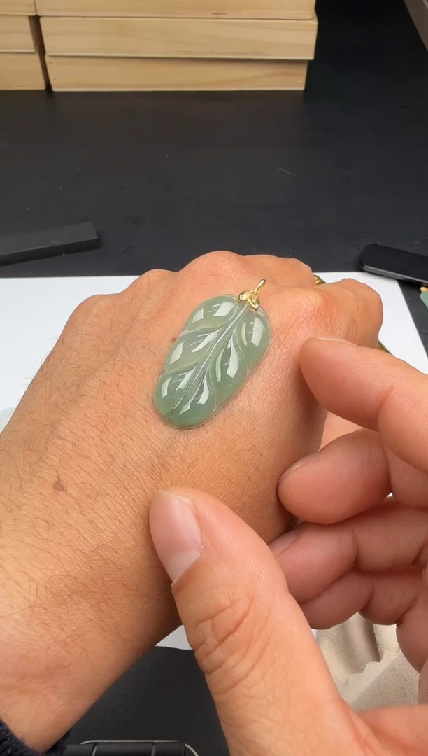 吊坠(不含链)18K金镶嵌翡翠翡翠饰品-155