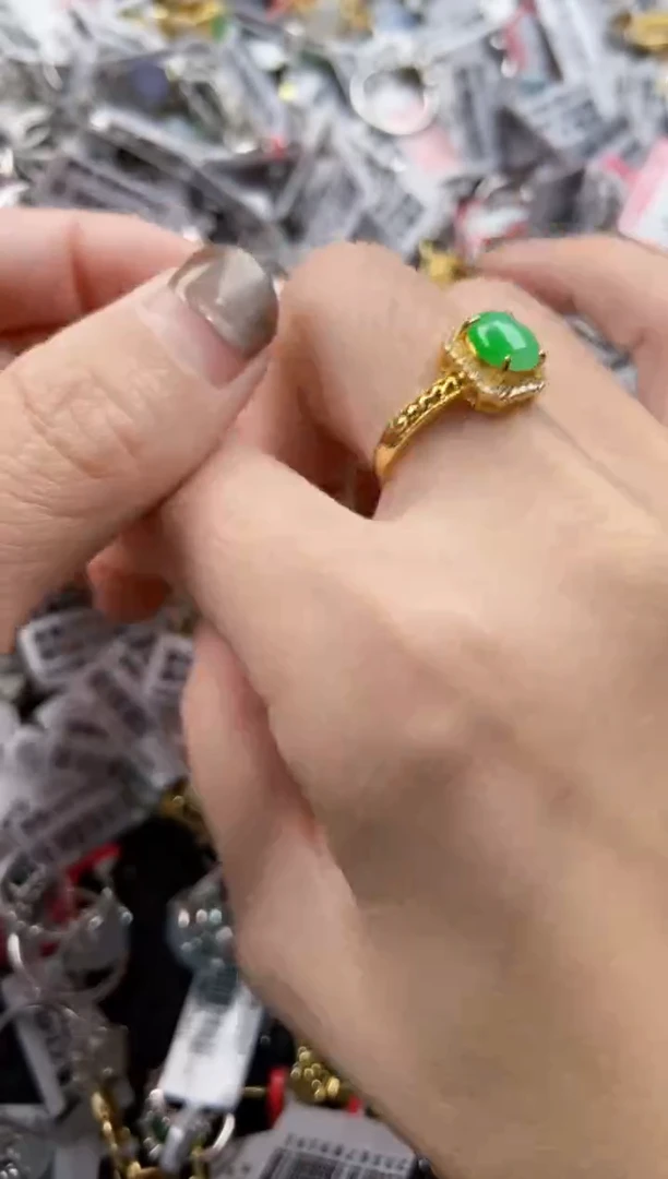 翡翠戒指银S925镶嵌2222----8
