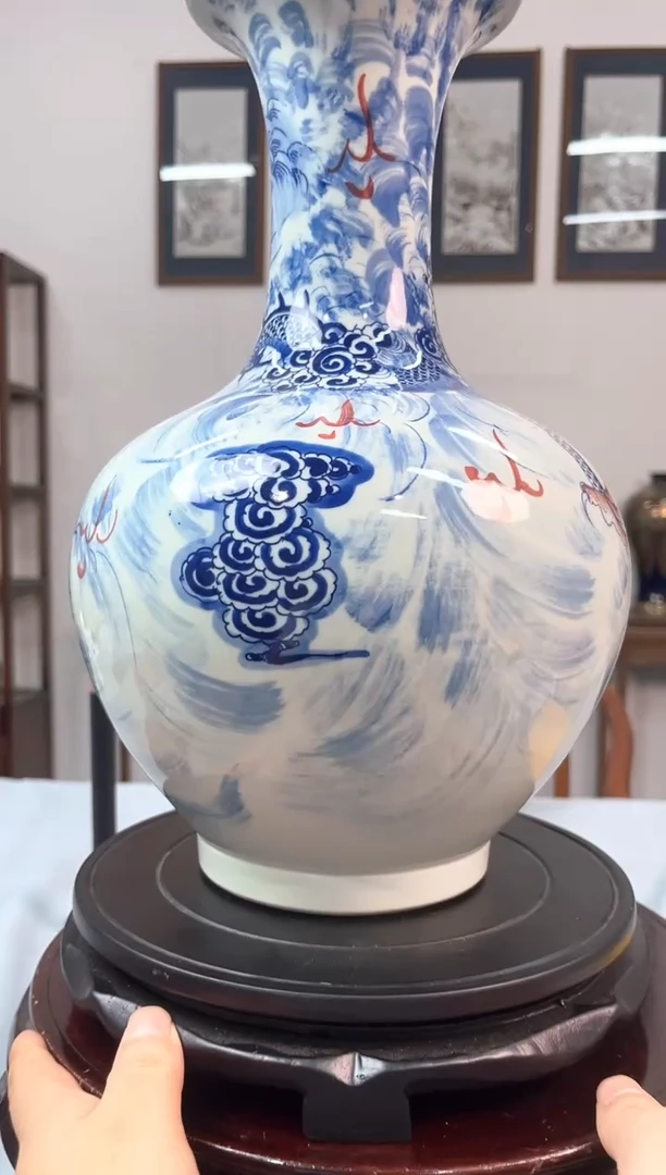 摆件B24-13 青花龙纹瓶