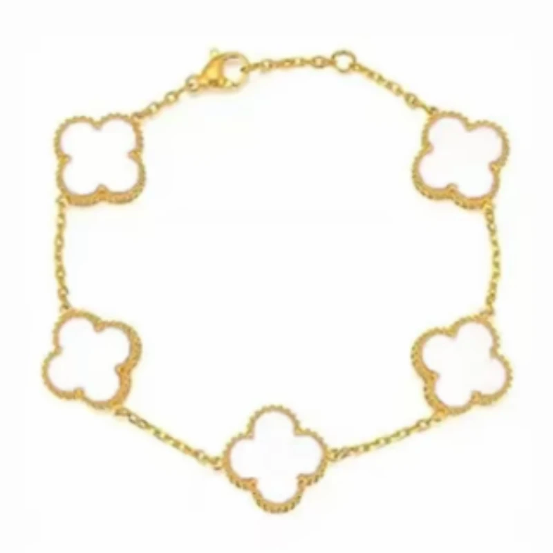 铜合金手链 D104五花四叶草手链金色饰品精工首饰（多样性发一）