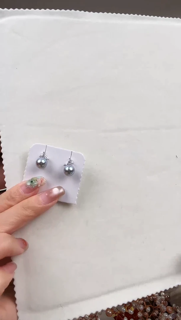 银S925镶嵌耳饰海水珍珠海水真多麻耳钉