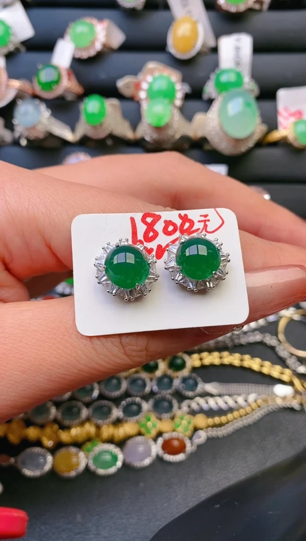 【闪购商品】翡翠戒指银S925镶嵌天然A货翡翠1