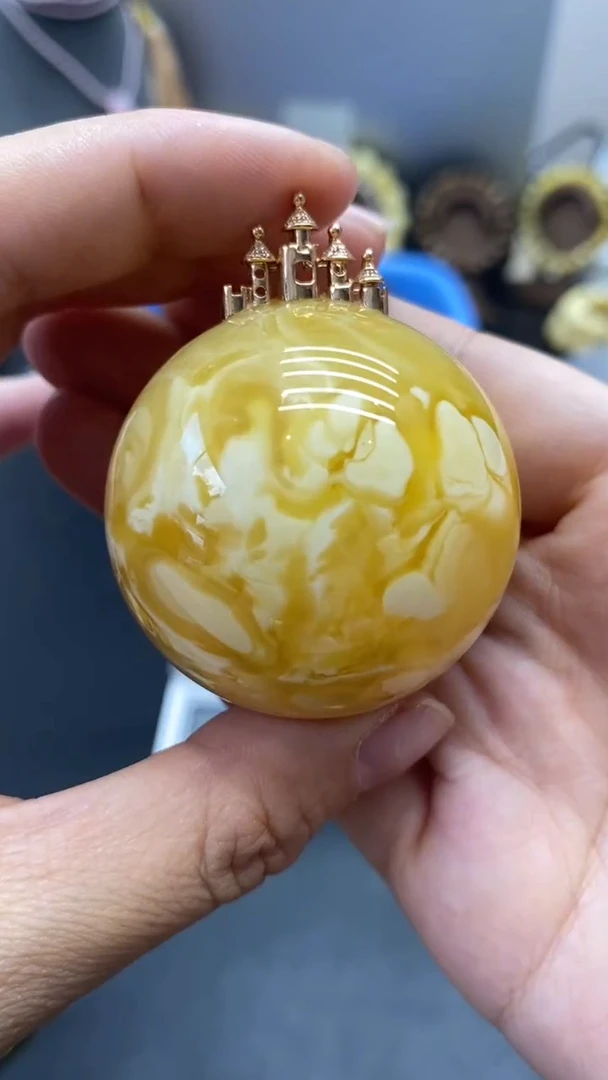 琥珀18K金镶嵌珠宝奇石乔**.182补