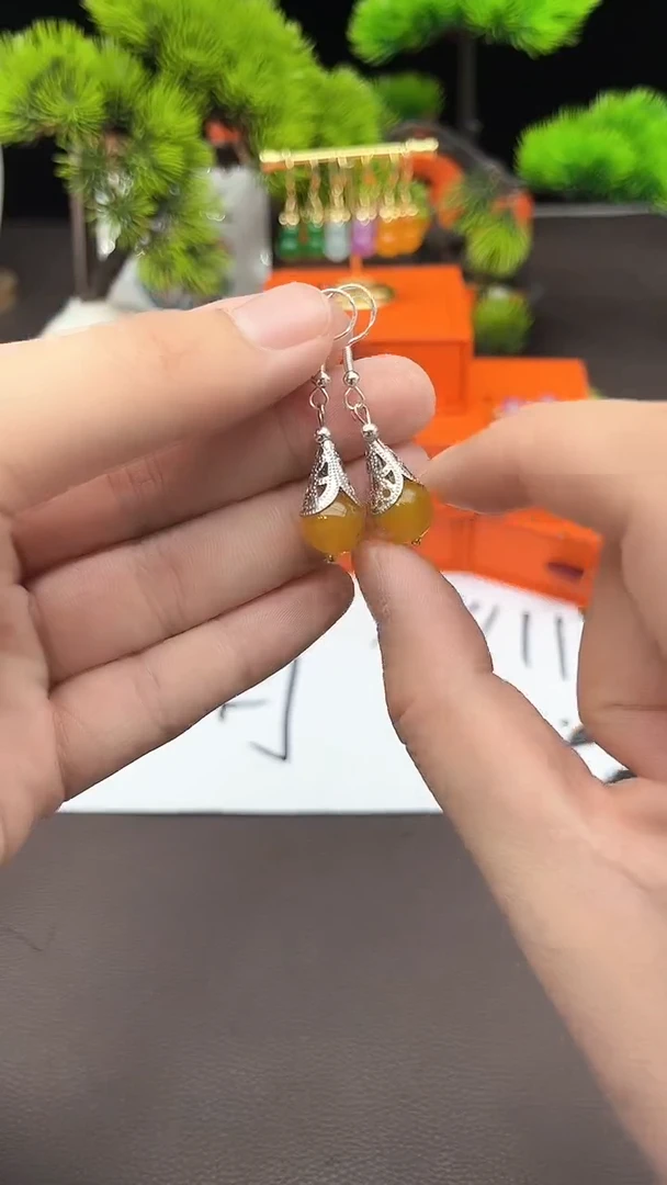 【闪购商品】玛瑙/玉髓耳钉银S925镶嵌723000