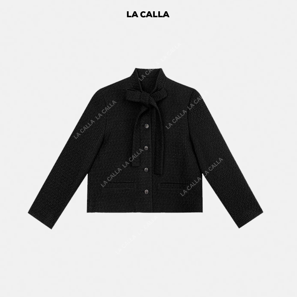 LA CALLA中古小香黑色羊毛日常通勤小香短外套