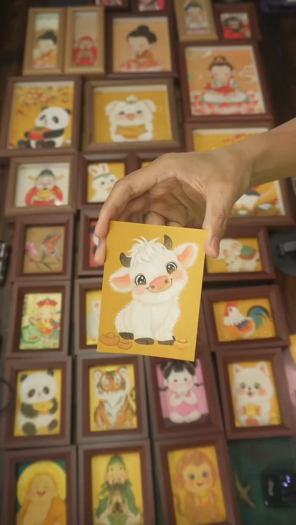 国画4寸可爱小牛1111111