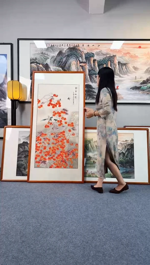 国画事事如意带框