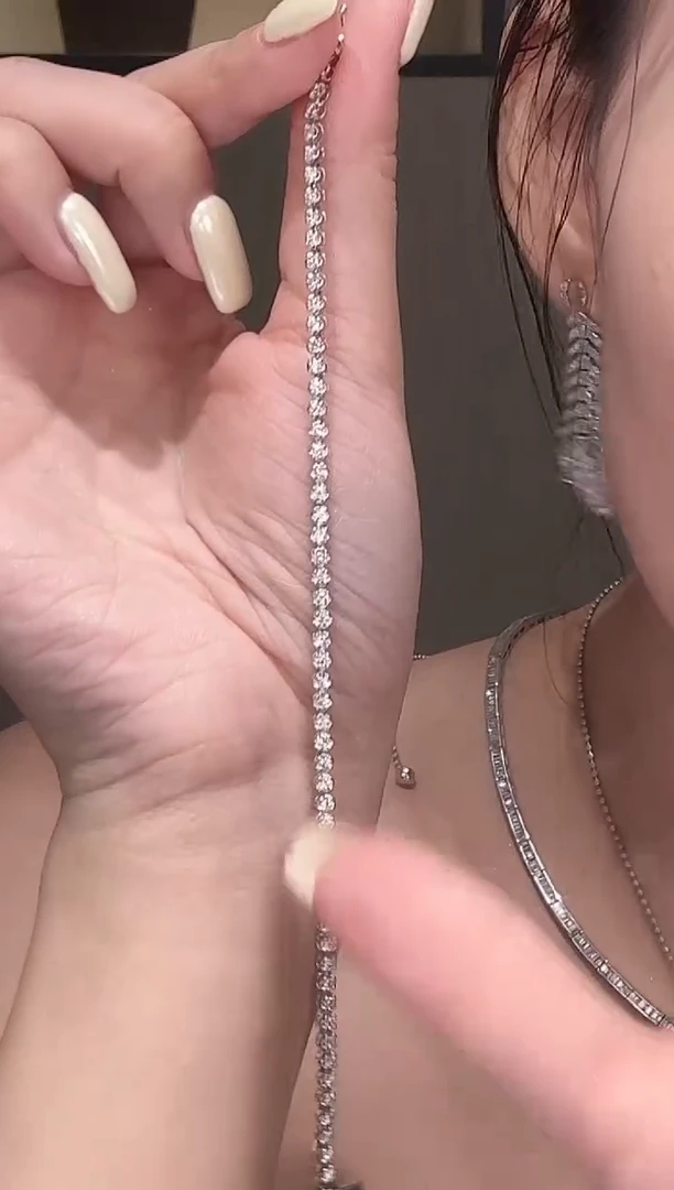 铂Pt950镶嵌手链钻石2克拉网球手链