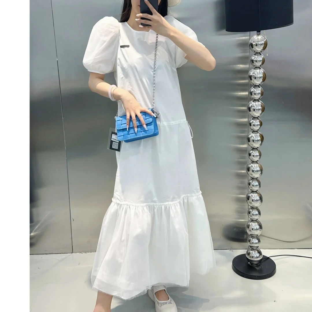 AWN-显瘦轻奢百搭夏季泡泡袖蛋糕连衣裙7196