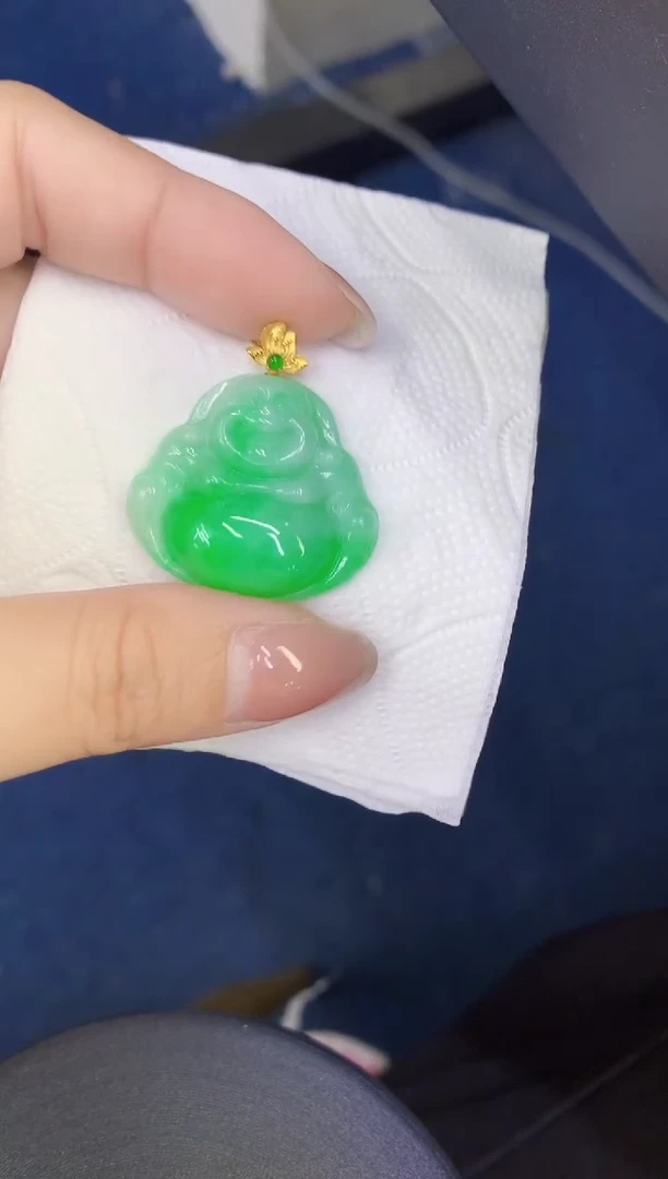 颈饰18K金镶嵌翡翠缅甸天然翡翠a货