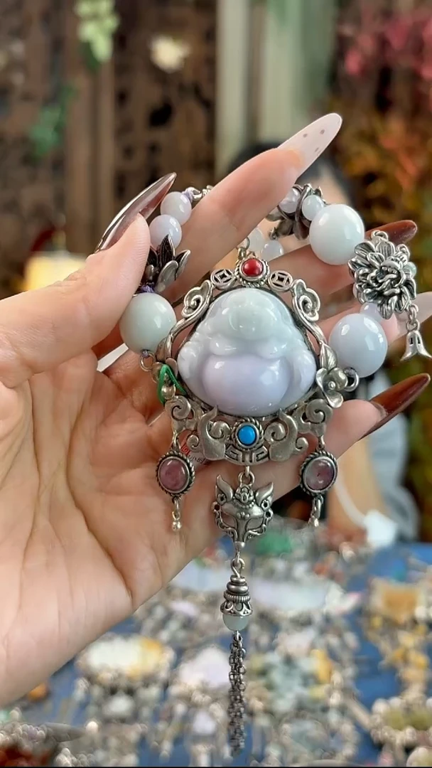 银S925镶嵌摆件翡翠手链