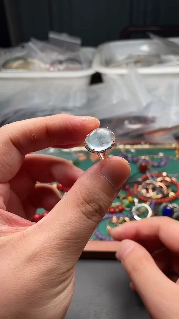海蓝宝石戒圈未镶嵌多样性发货拍一发一