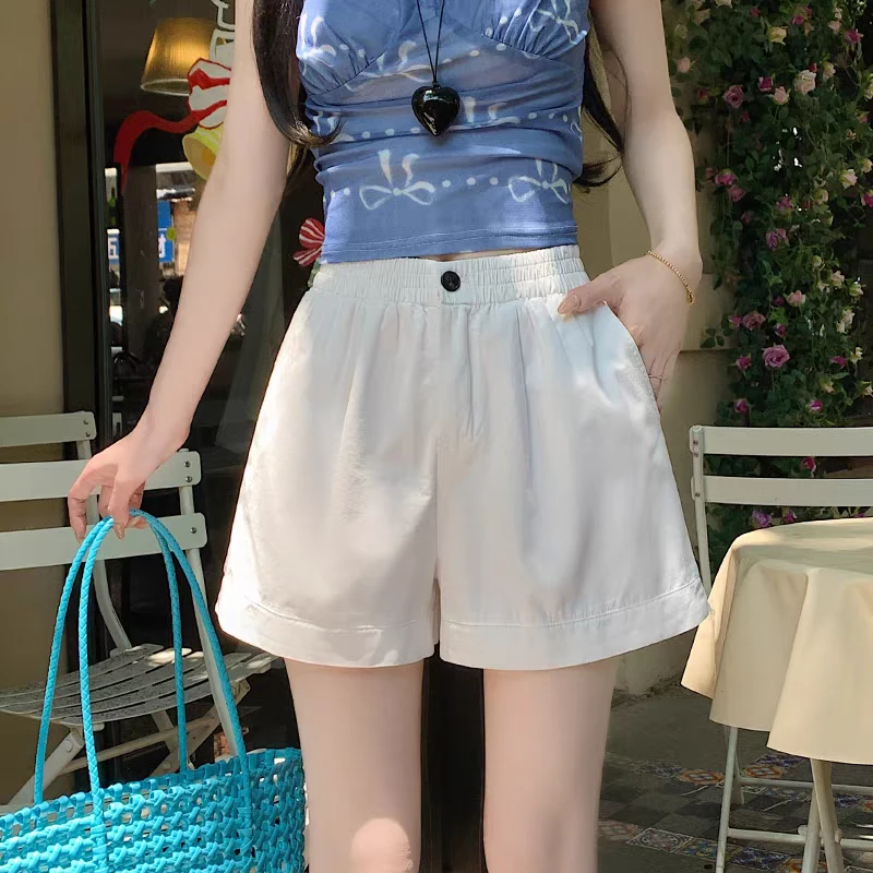短裤女2025新款夏外穿高腰显瘦宽松开衩百搭a字休闲阔腿裤子