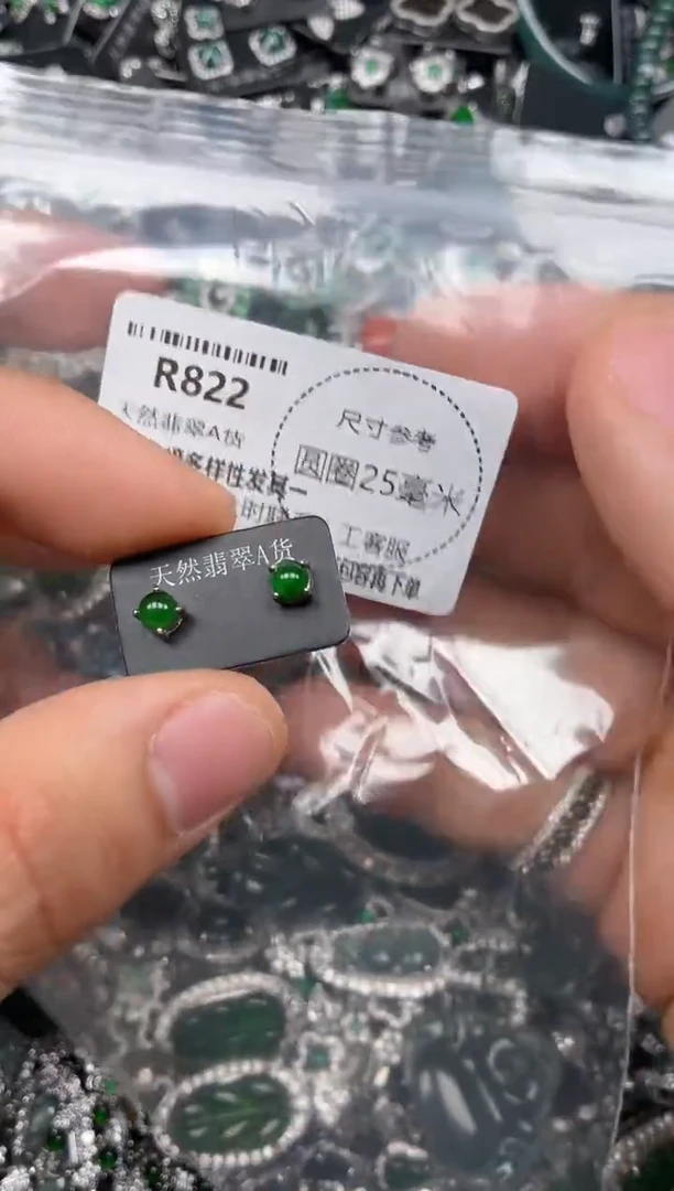 翡翠未镶嵌颈饰R822耳钉