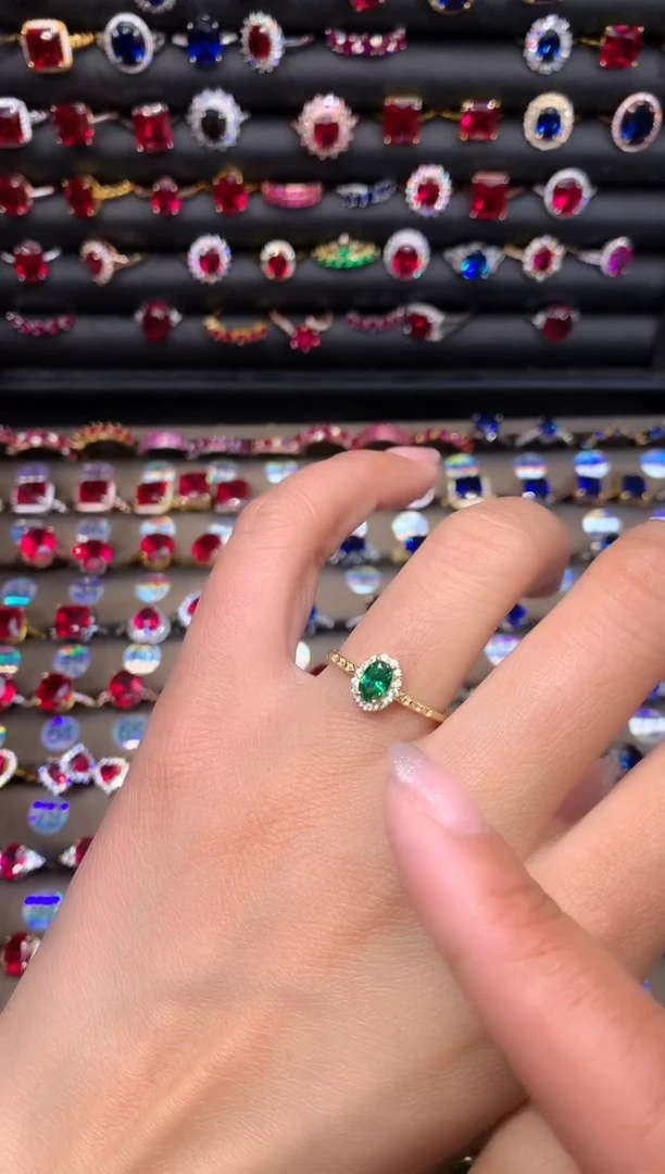 【闪购商品】透辉石戒指银S925镶嵌46金