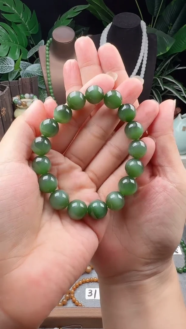 手链未镶嵌和田玉精品12m收藏级俄料猫眼碧玉手串