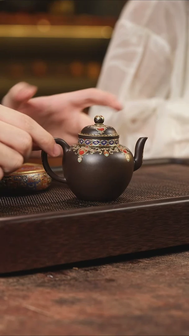 茶壶紫砂珐琅美人肩
