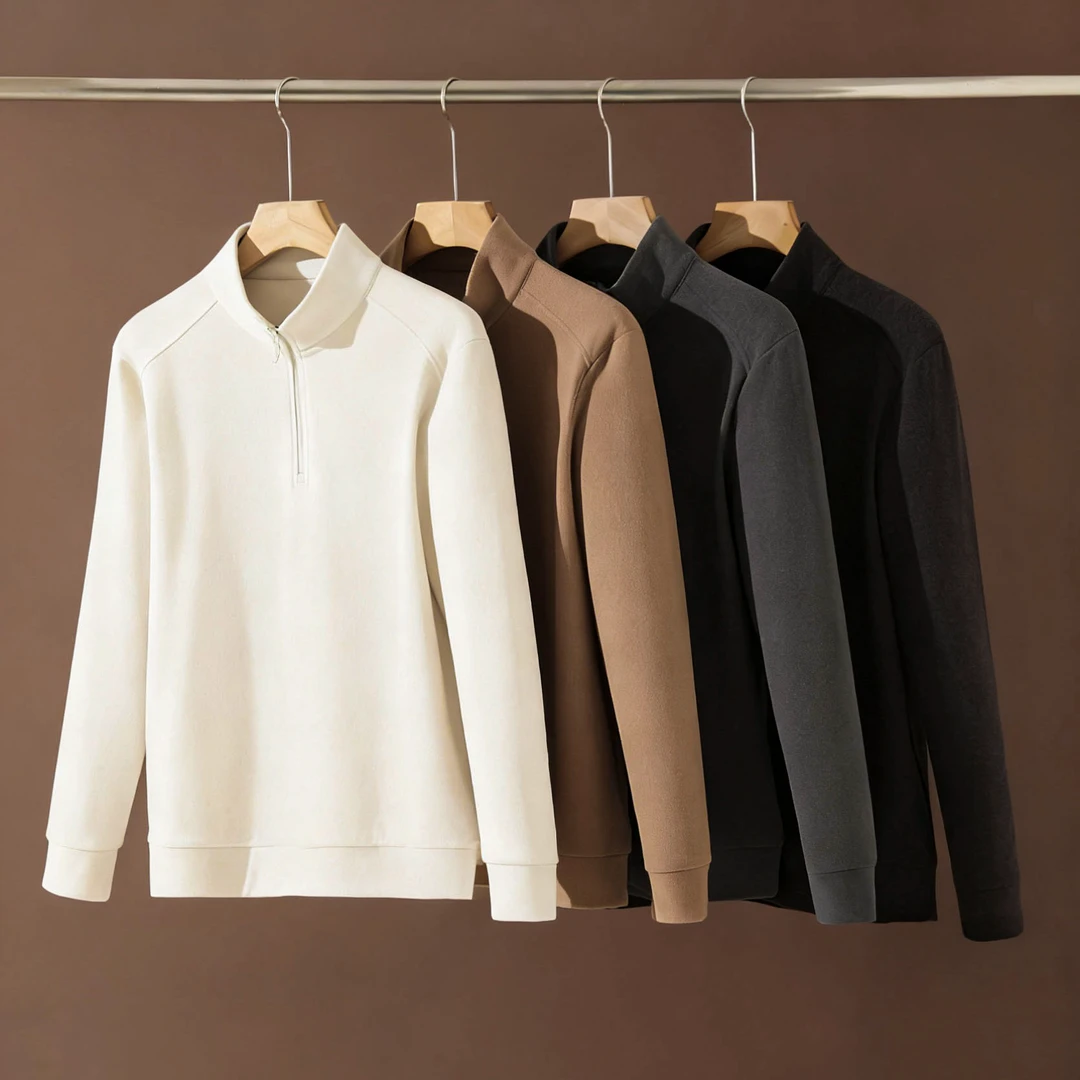 轻奢桑蚕丝！软暖宠肤！秋冬男士高端莱赛尔立领长袖卫衣上衣外套