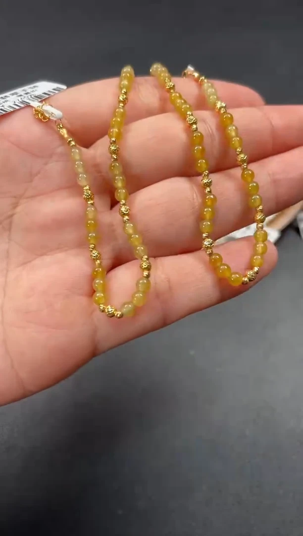 套链18K金镶嵌翡翠多样性  发货一条   P415
