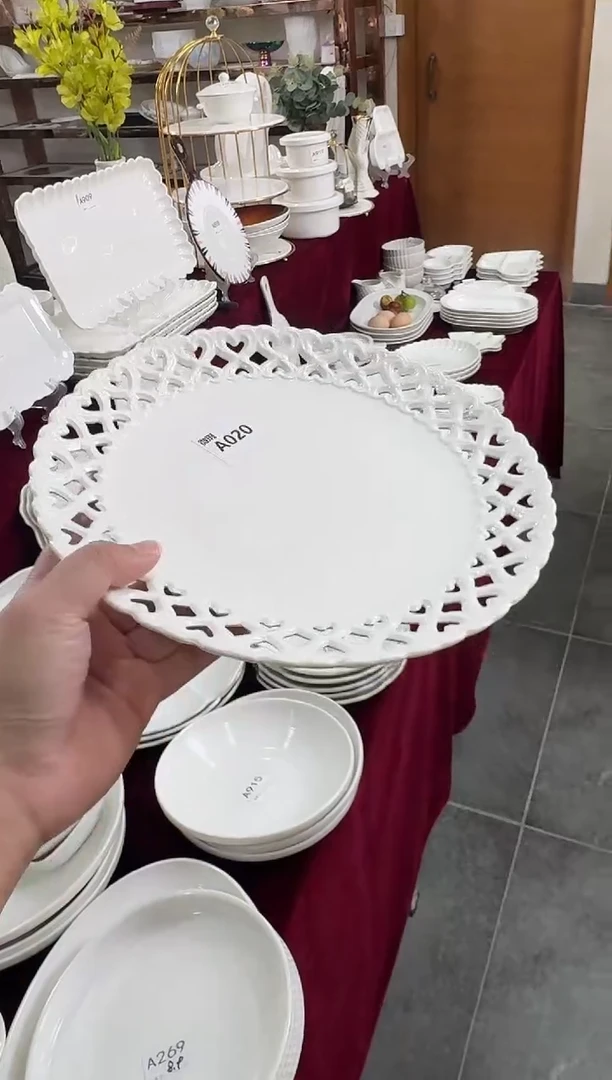 摆件陶10英寸镂空盘