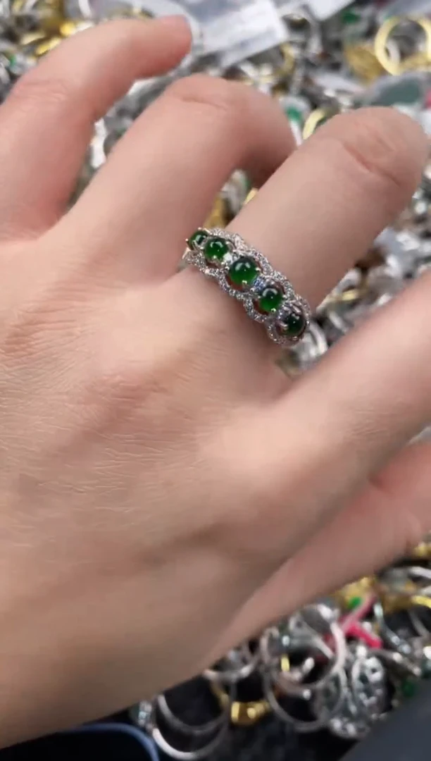 银S925镶嵌戒指翡翠10   4