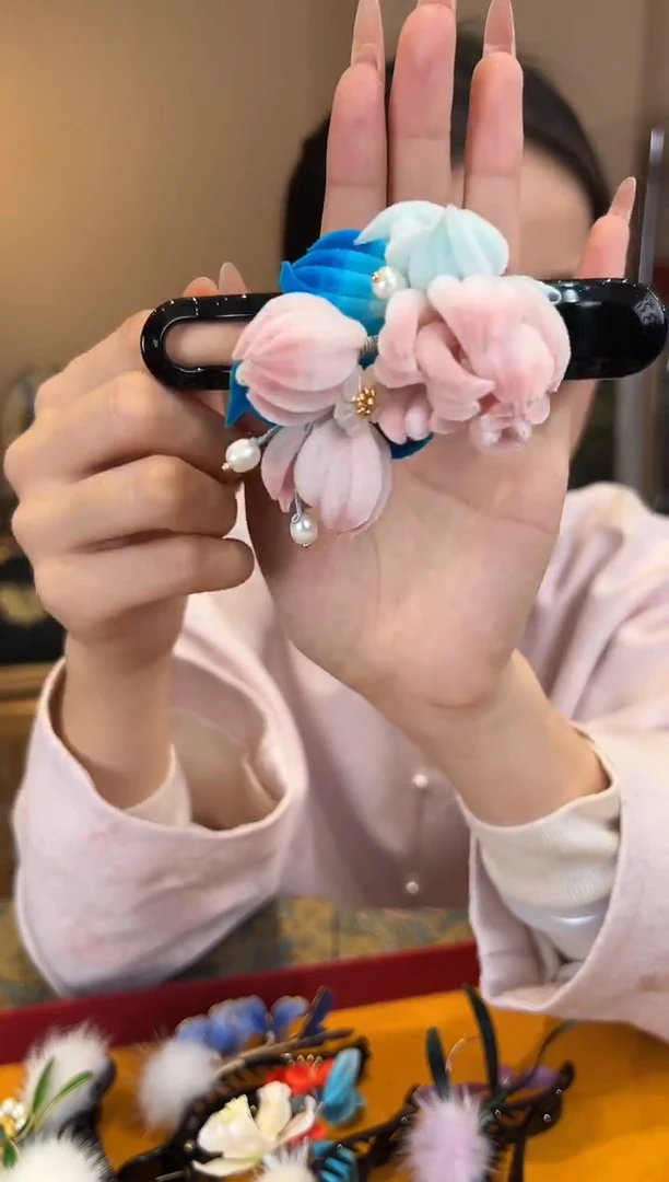 刺绣非遗绒花（发饰）