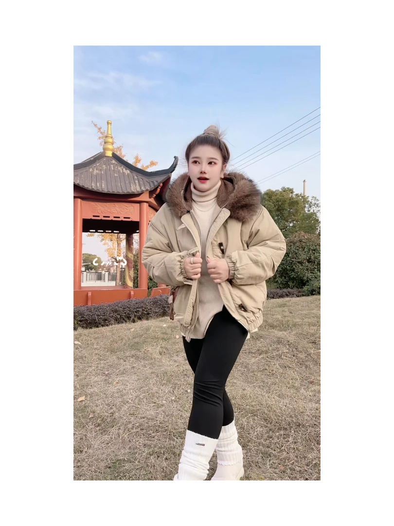 《莹莹家》冬季2024新款韩系辣妹风洋气显瘦大码连帽棉服外套#11783