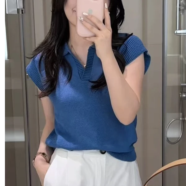 【编码 01-99】新款短袖开衫夏季新款上衣女不规则圆领针织薄款