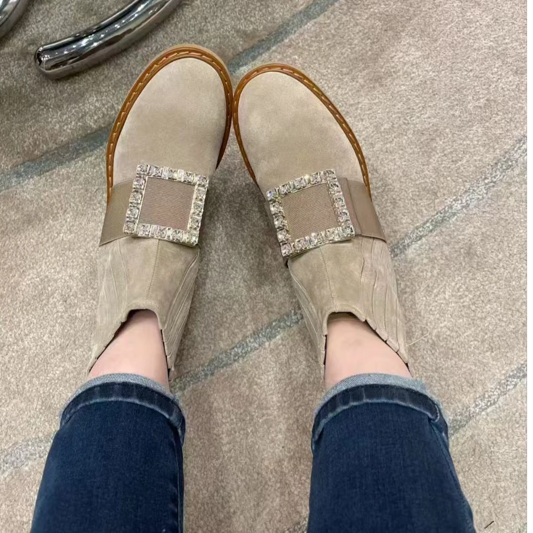 未使用 Roger Vivier/罗杰·维威耶 /六六/女款麂皮方钻短靴