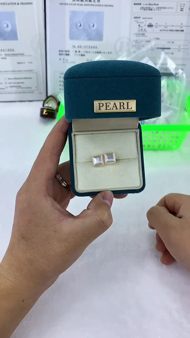 18K金镶嵌DA拼合珍珠（马贝珠）马贝耳钉 Y508