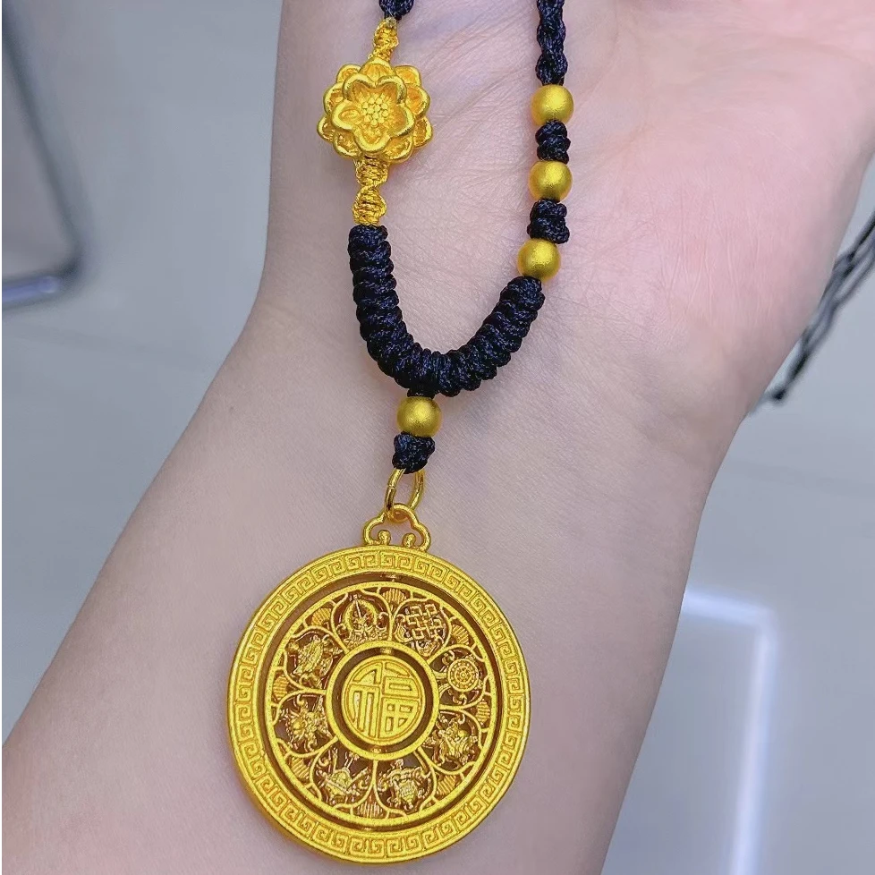 铜合金吊坠 铜合金旋转福字八宝罗盘毛衣链